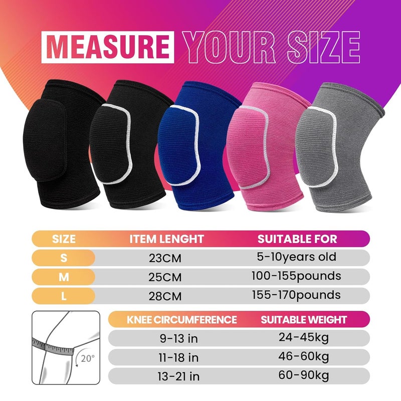 RYBTB Volleyball Knee Pads,Knee Pads for Women,Men,Kids,Girls,Knee Brace for Basketball Volleyball Football Dance Yoga Tennis Running Cycling Workout Climbing (Black, Medium) - Image 2